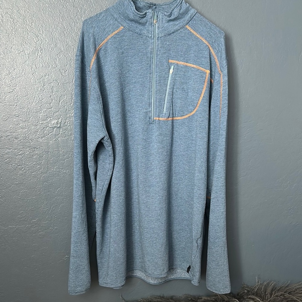 Tasc performance Heather Blue Zip Up Sweater with Textured Fabric